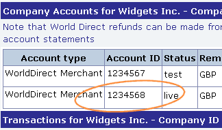 WorldPay Account ID
