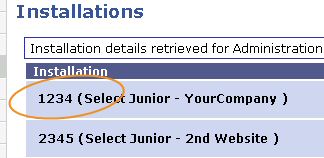 Select Junior Installation ID